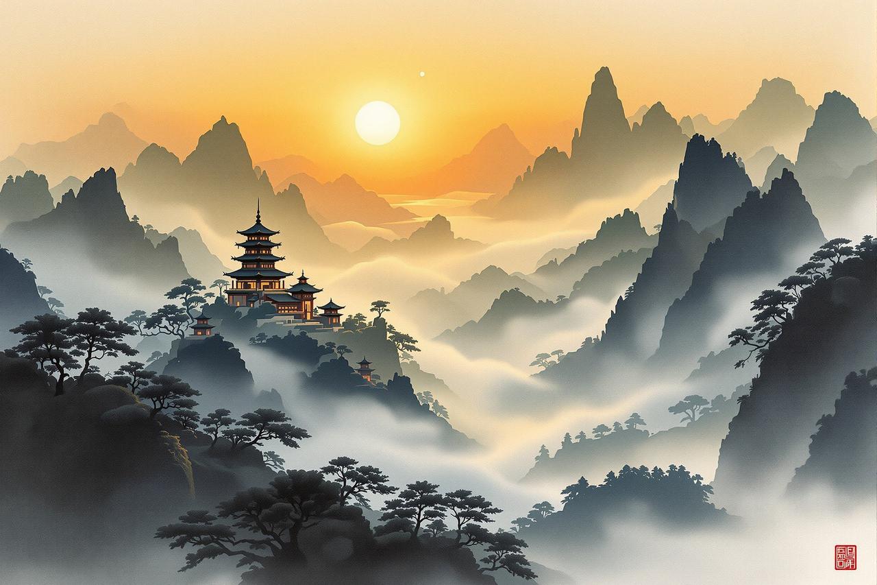 极速影视主视觉 - 水墨山河意象